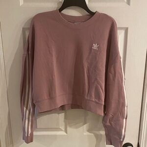 Adidas Women's Mauve Cropped Hoodie